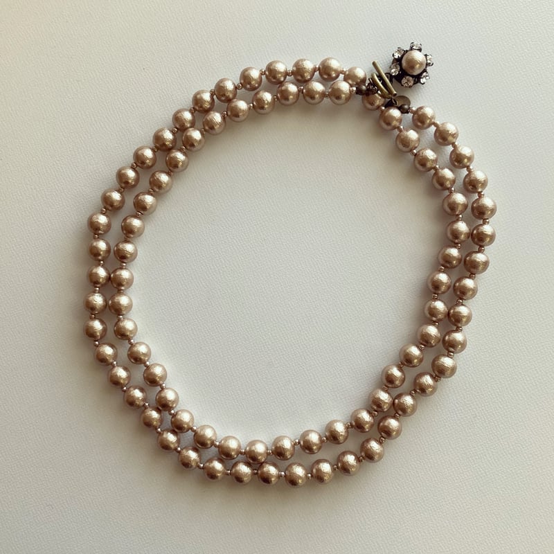 NECKLACE〗コットンパールロングネックレス ベージュ | Kanami NECKLACE〗コットンパールロングネックレス ベージュ | Kanami