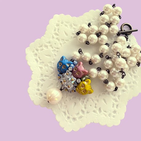 〖NECKLACE〗ネコのかおパールネックレス