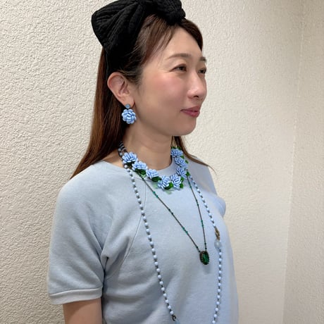 〖NECKLACE〗ベビーブルーの大ぶりマリーネックレス