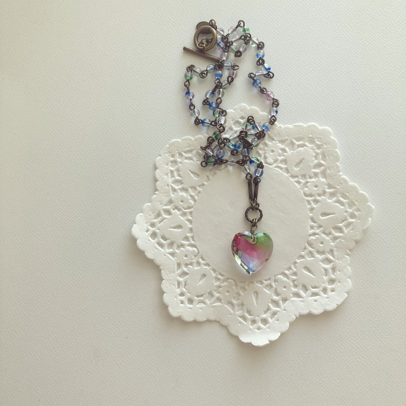 NECKLACE〗アイリスガラスハートネックレス | Kanami bijoux
