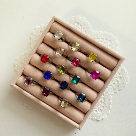 〖RING〗エメラルドカットリング 小 クリア