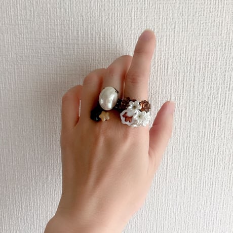 〖RING〗ヴィンテージオーバルリング ガラスパール
