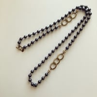 〖NECKLACE〗コットンパールキラキラロングネックレス　ブラック