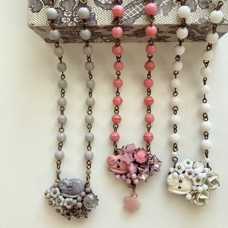 〖NECKLACE〗グレーのネコネックレス
