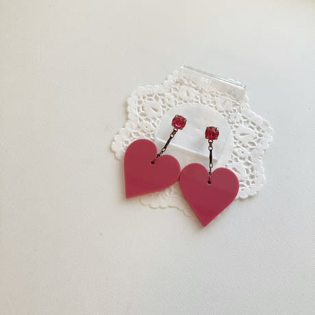 〖PIERCE･EARRINGS〗ピンクハートピアス・イヤリング