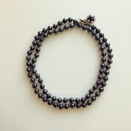 〖NECKLACE〗コットンパールロングネックレス　ブラック