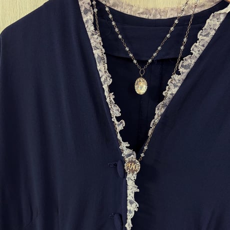 〖NECKLACE〗ヴィンテージショートオーバルネックレス ローズカットクリア