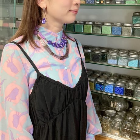 〖PIERCE･EARRINGS〗パープルネコピアス・イヤリング