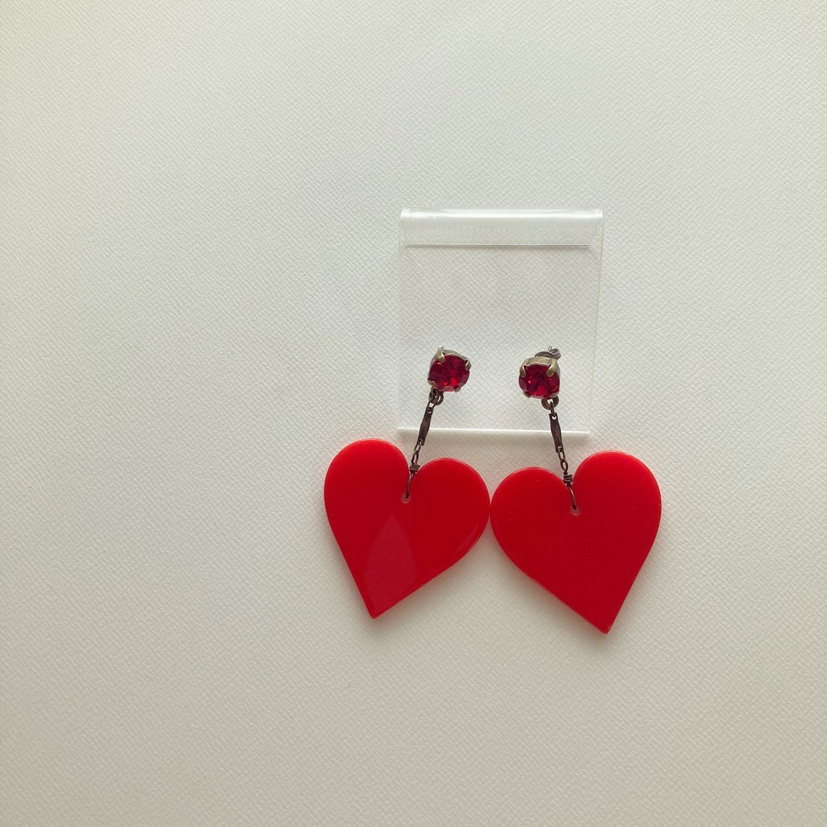 PIERCE・EARRINGS〗ハートピアス 赤 | Kanami bijoux PIERCE・EARRINGS〗ハートピアス 赤 | Kanami bijoux