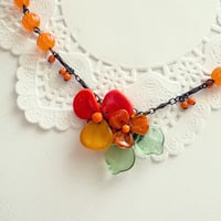 〖NECKLACE〗フラワーガーデンネックレス　オレンジ