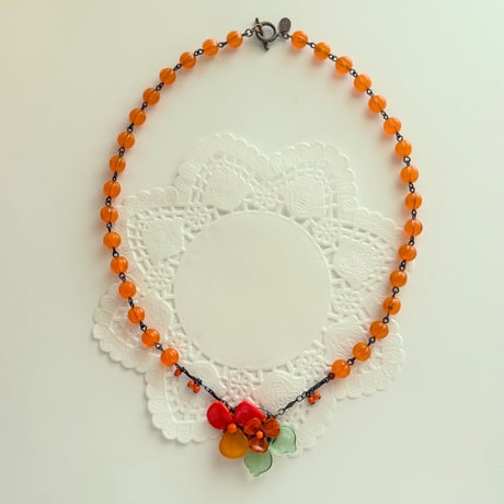 〖NECKLACE〗フラワーガーデンネックレス　オレンジ