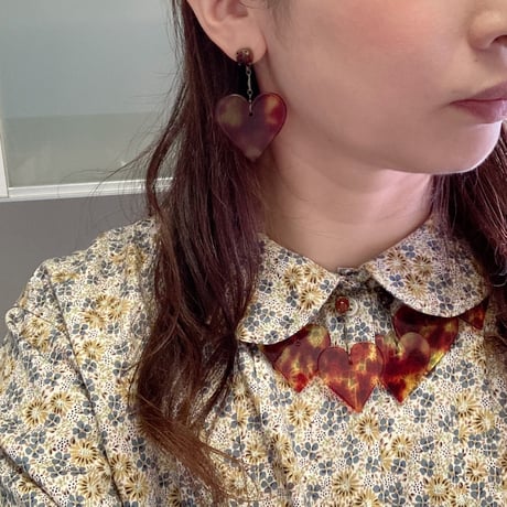 〖PIERCE･EARRINGS〗ハートピアス べっこう色