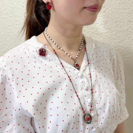 〖NECKLACE〗ヴィンテージショートオーバルネックレス バラ