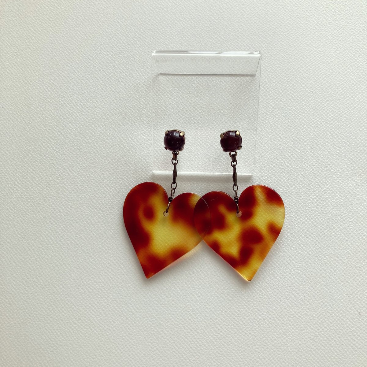 PIERCE・EARRINGS〗ハートピアス べっこう色 | Kanami bijoux