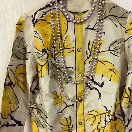〖NECKLACE〗コットンパールロングネックレス　グレー