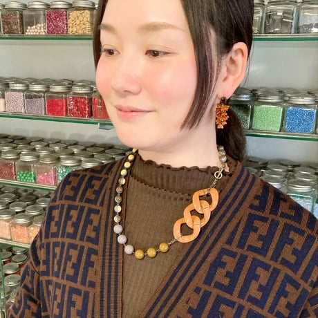 〖NECKLACE〗ブラウンレジンネックレス