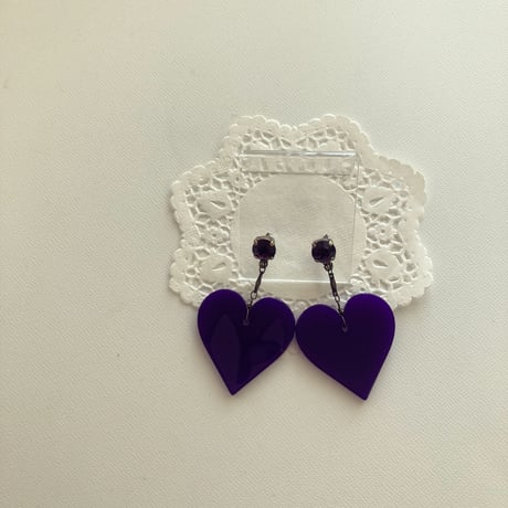 〖PIERCE･EARRINGS〗ハートピアス　パープル