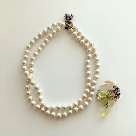 〖NECKLACE〗コットンパール ロングネックレス キスカ