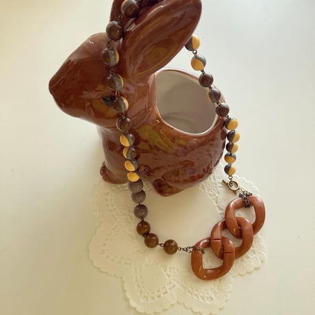 〖NECKLACE〗ブラウンレジンネックレス