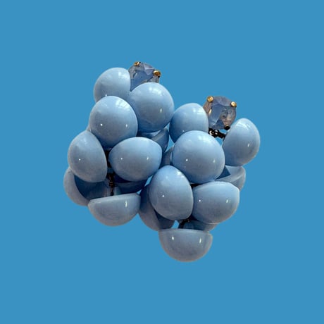 〖PIERCE･EARRINGS〗ベビーブルーボタンボリュームピアス・イヤリング