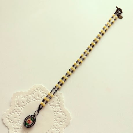 〖NECKLACE〗ヴィンテージショートオーバルネックレス イエローローズ