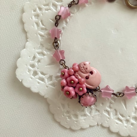 〖BRACELET〗ピンクのねこのおほしさまブレスレット