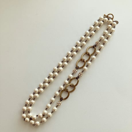 〖NECKLACE〗コットンパールきらきらロングネックレス キスカ