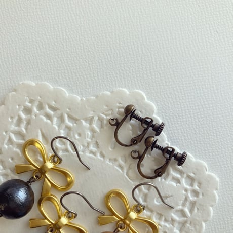〖PIERCE･EARRINGS〗リボンコットンパールピアス