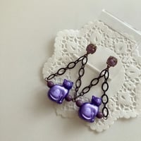 〖PIERCE･EARRINGS〗パープルネコピアス・イヤリング