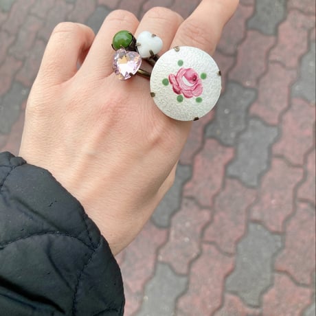 〖RING〗ヴィンテージ エナメルローズリング三姉妹