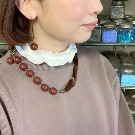 〖NECKLACE〗シリーズまるネックレス　ブラウンカラー