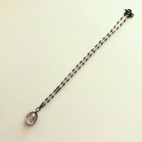 〖NECKLACE〗ヴィンテージショートオーバルネックレス ローズカットクリア