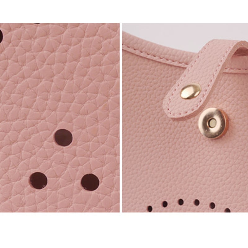 スマイル ニコちゃん パンチング 2way ショルダー バッグ ライトピンク