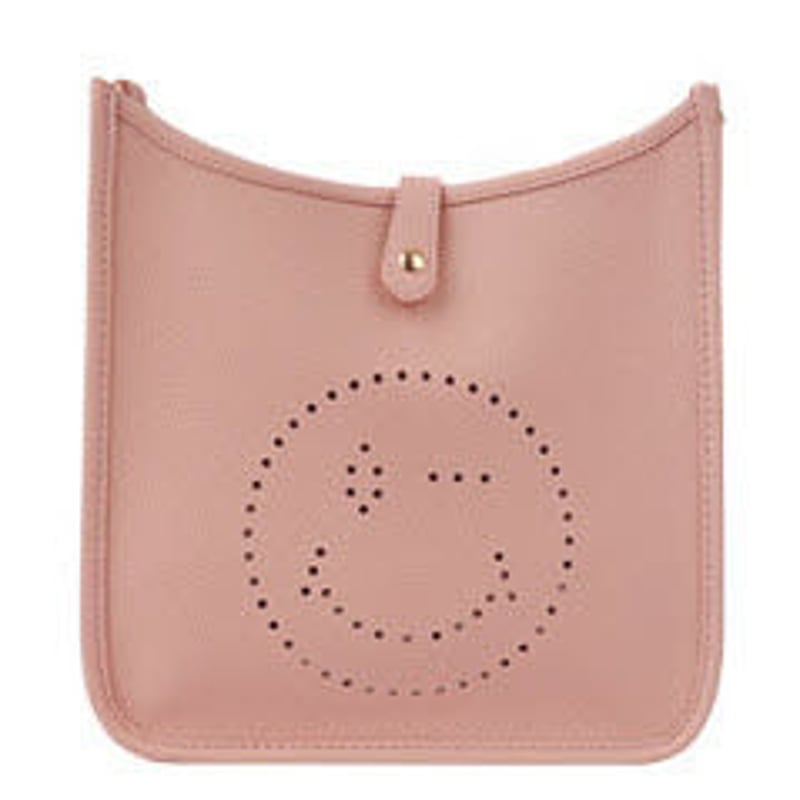 スマイル ニコちゃん パンチング 2way ショルダー バッグ ライトピンク