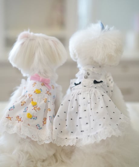 ☆ラスト1枚ずつ【Chambre】Mon Poussin Dress  Blanc（モン プサン ドレス ブラン）