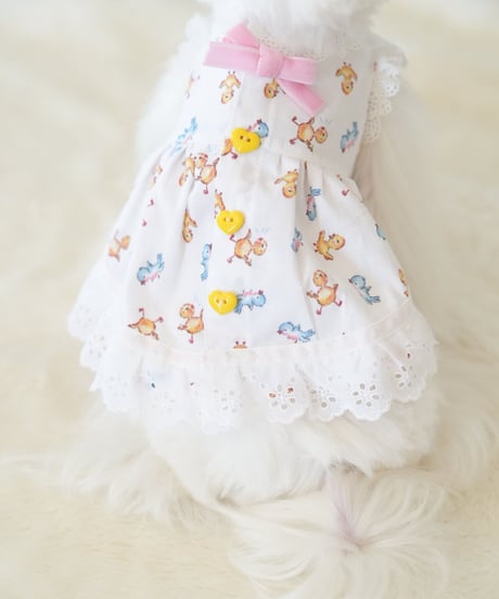 ☆ラスト1枚ずつ【Chambre】Mon Poussin Dress  Blanc（モン プサン ドレス ブラン）
