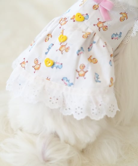 ☆ラスト1枚ずつ【Chambre】Mon Poussin Dress  Blanc（モン プサン ドレス ブラン）