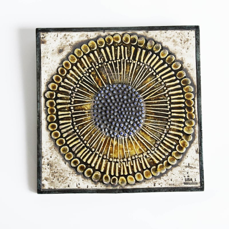 Lisa Larson リサラーソン 陶板 ひまわり SOLROS 北欧 置物①