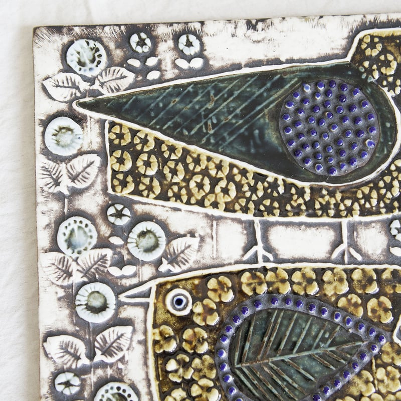 Lisa Larson UNIK Faglar/リサラーソン UNIK陶板 二羽の鳥 No 