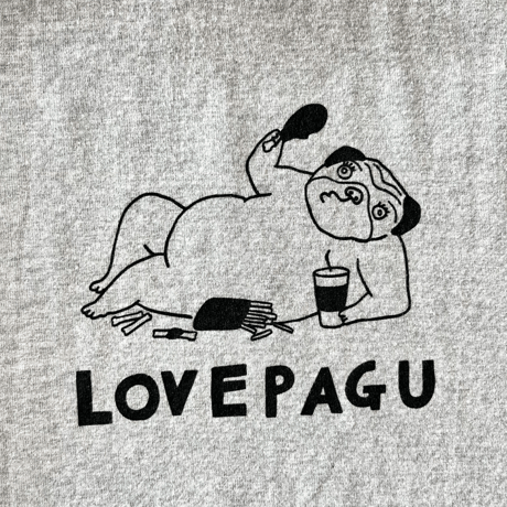 LOVEPAKUオリジナルTシャツ LOVEPAGU (ヘザーグレー) ステッカー付き