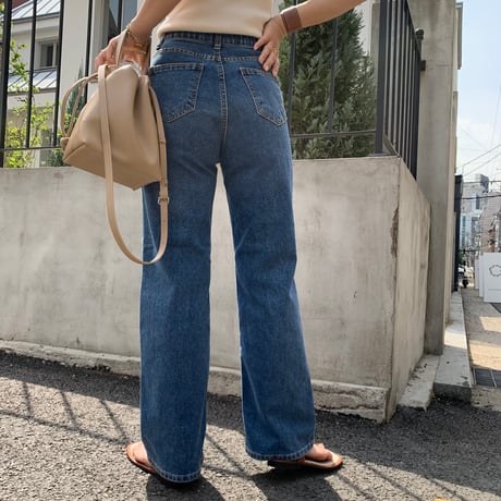 ウエストゴムストレッチストレートデニム
