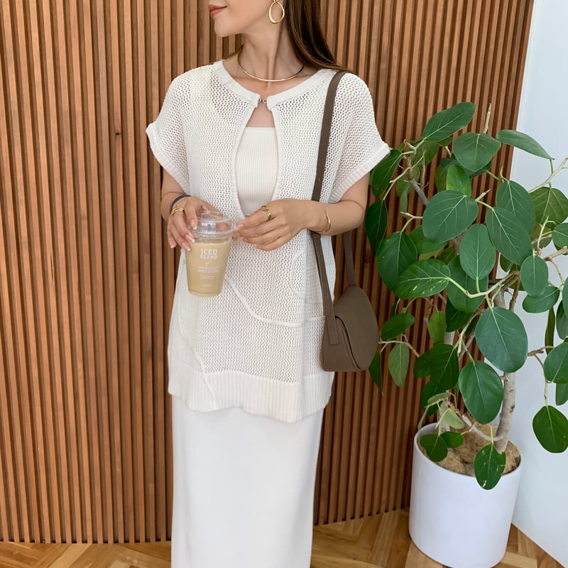 2wayニュアンスメッシュコード刺繍ノースリーブ | BLATE