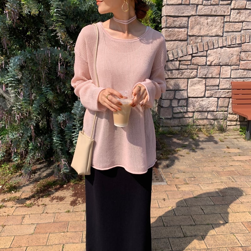 サマーピンクメッシュニット | BLATE