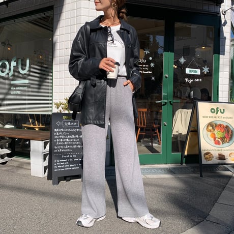 温か裏起毛ニュアンスワイドパンツ