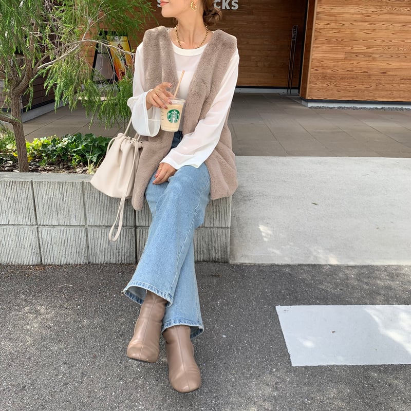 美脚・ウエストゴムストレッチストレートデニム