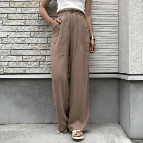 Original美ラインリネンフロントボタンワイドパンツ☆
