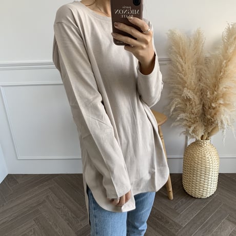 cotton100％チュニック丈ロンT