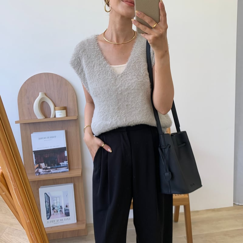 シャギー2WAYショートニットベスト | BLATE