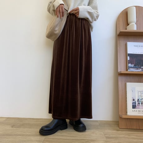 ベロアブラウンリラックススカート