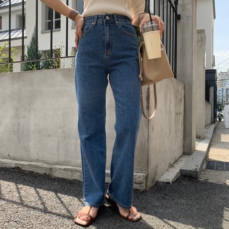 ウエストゴムストレッチストレートデニム